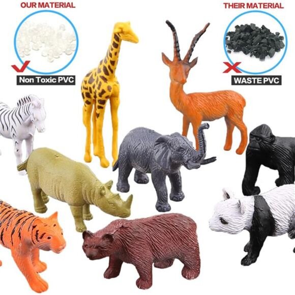 Animals Figure,54 Piece Mini Jungle Toys Set,ValeforToy Realistic Wild Vinyl - Picture 5 of 16